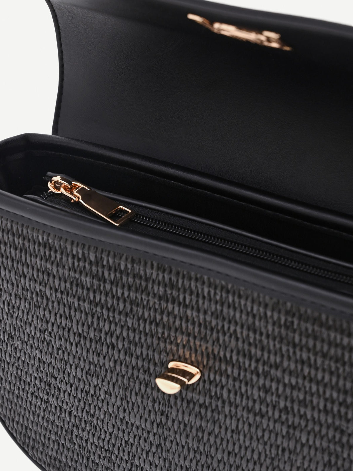 Borsa sella nera con finiture effetto pelle