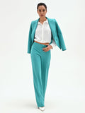 Pantalone palazzo turchese a vita alta
