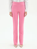 Pantalone rosa mid flared a vita alta con piega stirata