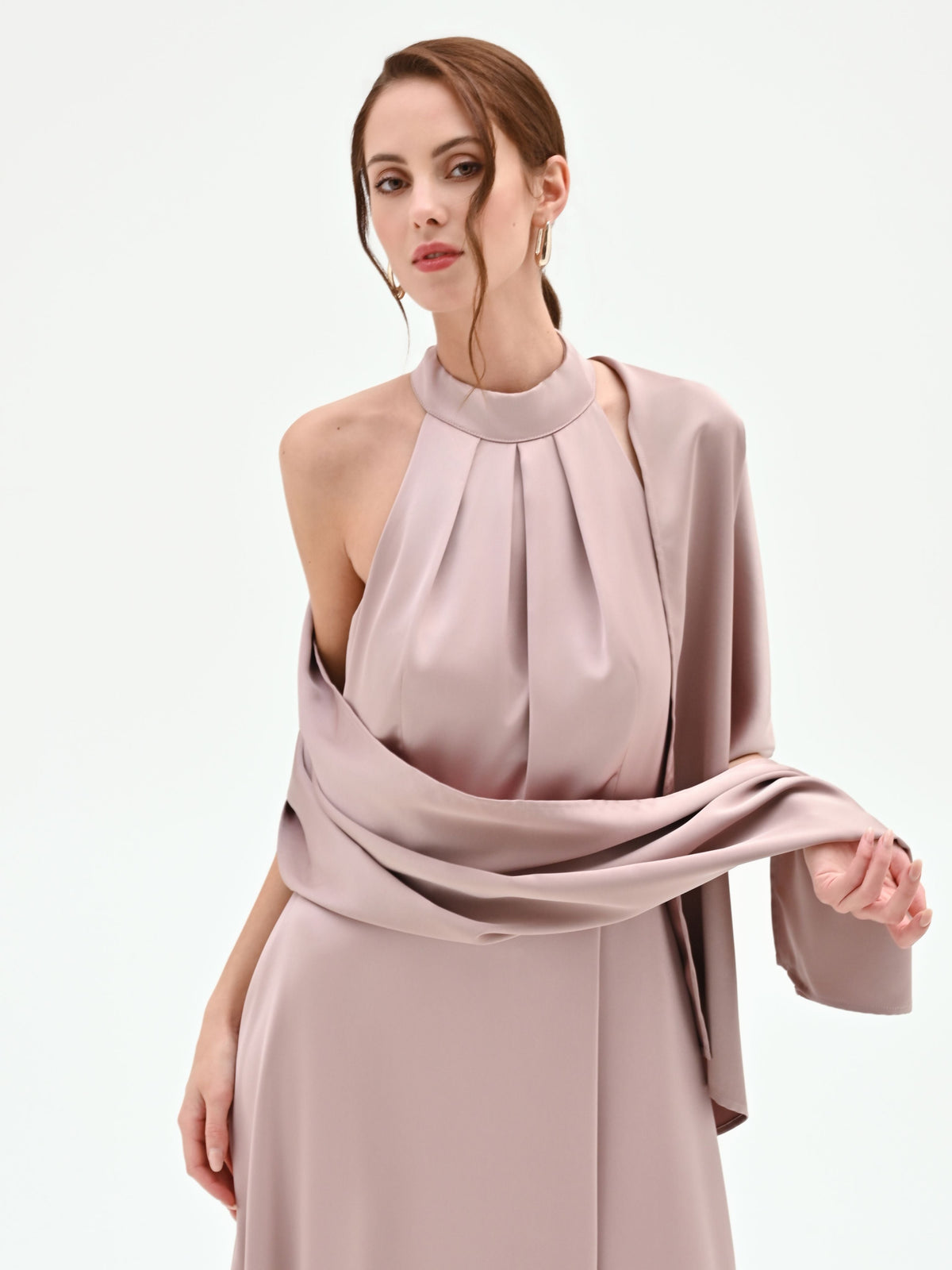Stola atelier in raso rosa blush