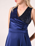 Abito Lungo Blu Paillettes