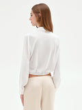 Camicia cropped panna con fondo elastico