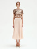 Gonna midi plissettata beige chiaro