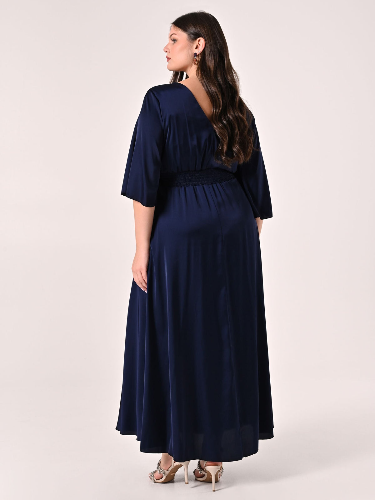 Abito Curvy Blu in Raso