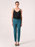 Pantaloni Verde Reale con Inserti in Raso