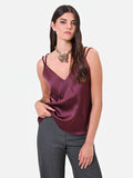 Top in raso bordeaux rosso con doppie spalline Giorgia Palmas X Rinascimento