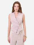 Gilet tortora beige con chiusura asimmetrica