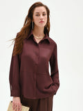 Camicia cioccolato con inserti geometrici