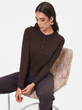 Cardigan in viscosa marrone moro con bottoni