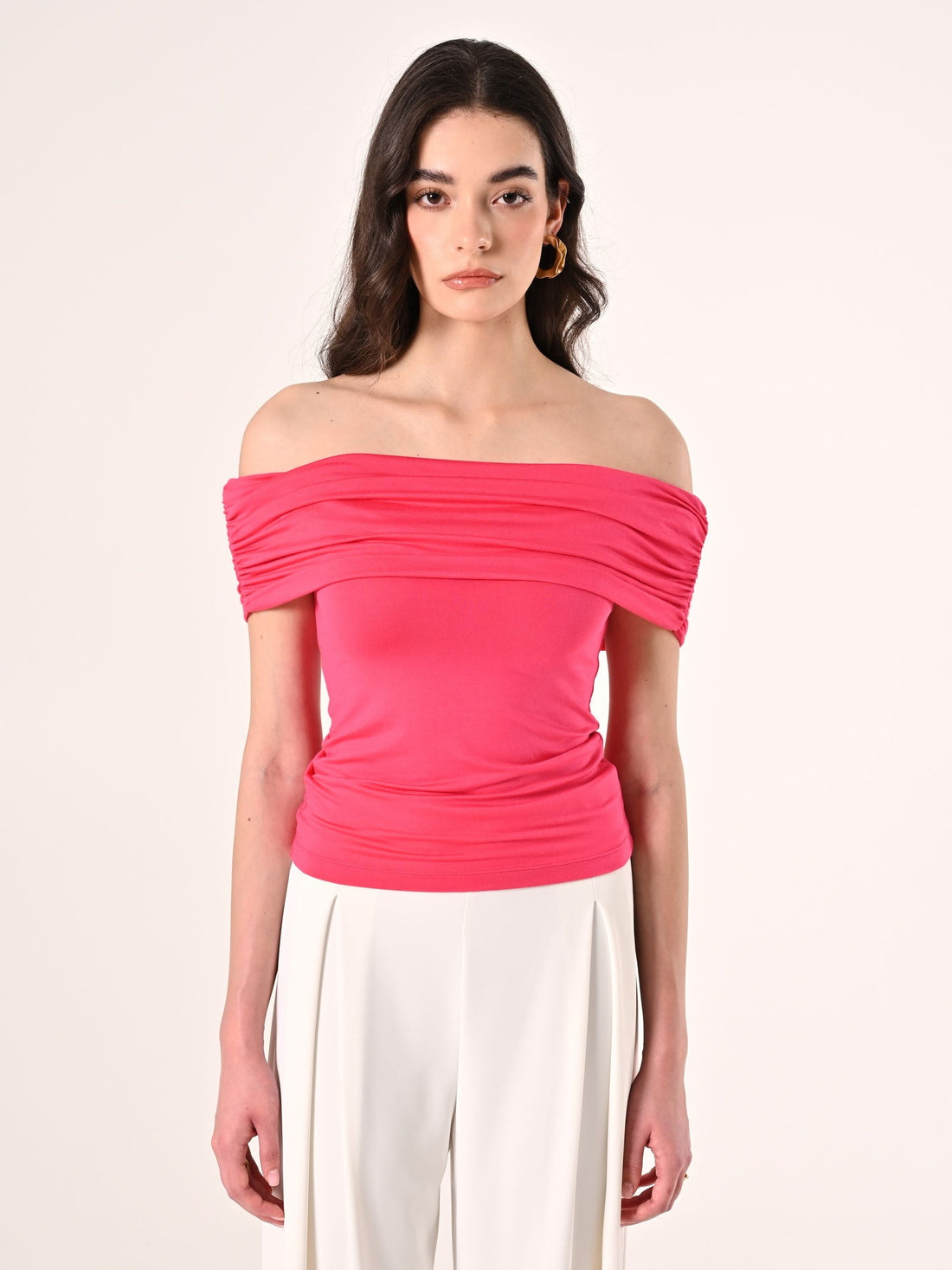Top off-the-Shoulders Fuxia