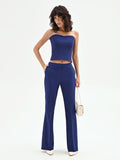 Pantalone mid flared Studio blu indaco