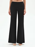 Pantalone a palazzo nero con piega stirata