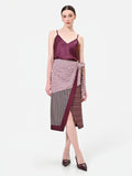 Gonna a portafoglio bordeaux con design patchwork