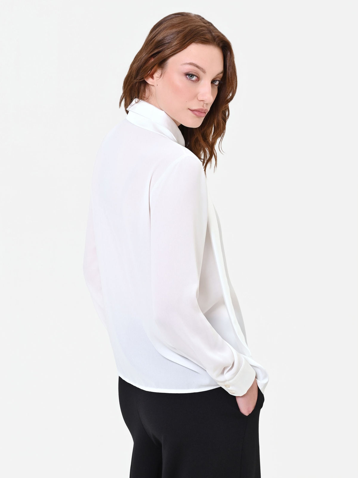 Camicia in georgette panna bianco con fusciacca