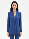 Giacca blazer blu brillante senza rever