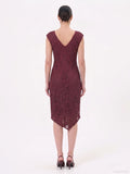 Tubino Bordeaux Asimmetrico in Pizzo Rebrodé