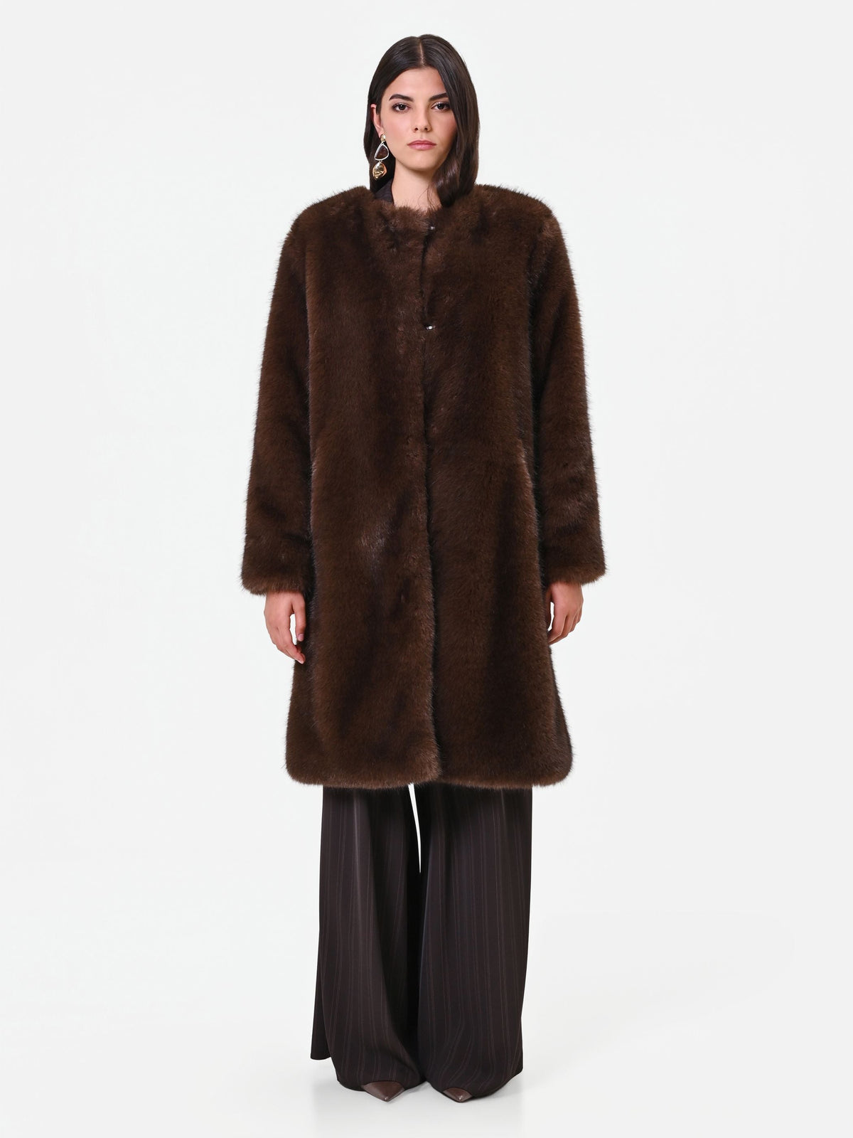 Cappotto effetto pelliccia marrone Giorgia Palmas X Rinascimento