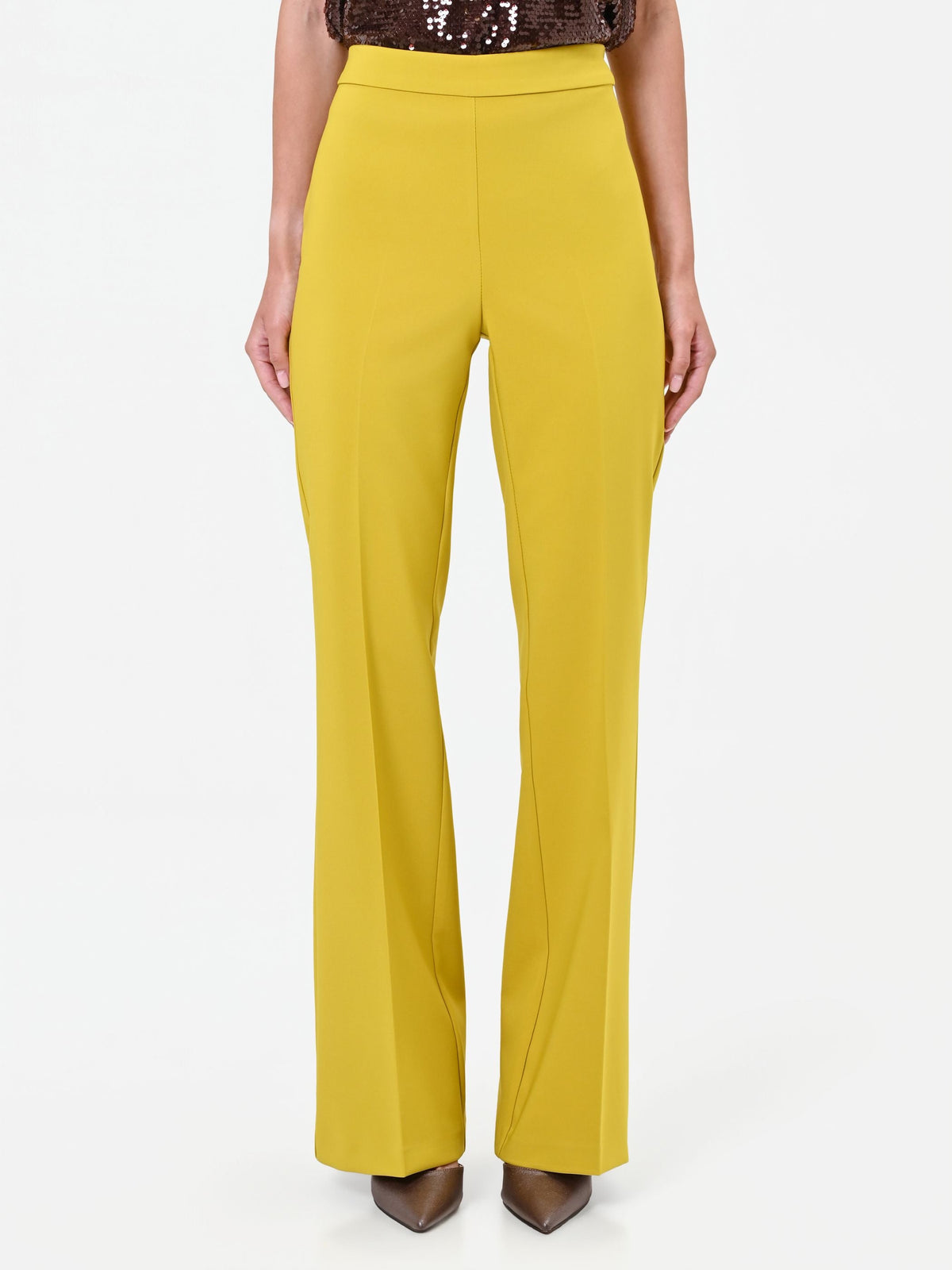 Pantalone a vita alta verde olio