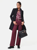 Jeans wide leg in cotone bordeaux con cintura