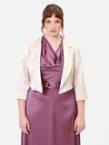 Giacca Curvy corta in raso beige chiaro