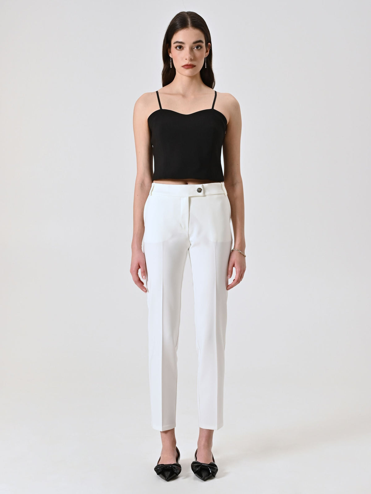 Pantaloni Slim in Tessuto Tecnico Bianco
