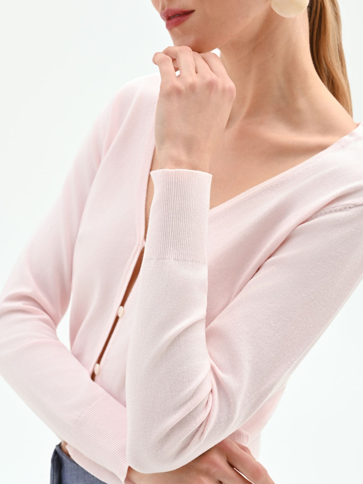 Cardigan cropped rosa pastello
