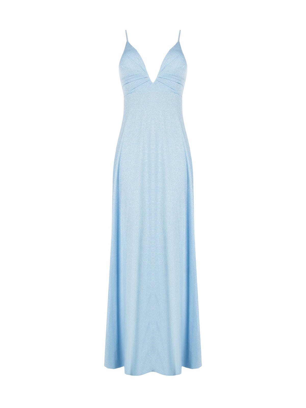Abito lungo cielo azzurro in jersey lurex