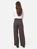Pantalone a palazzo marrone con motivo check