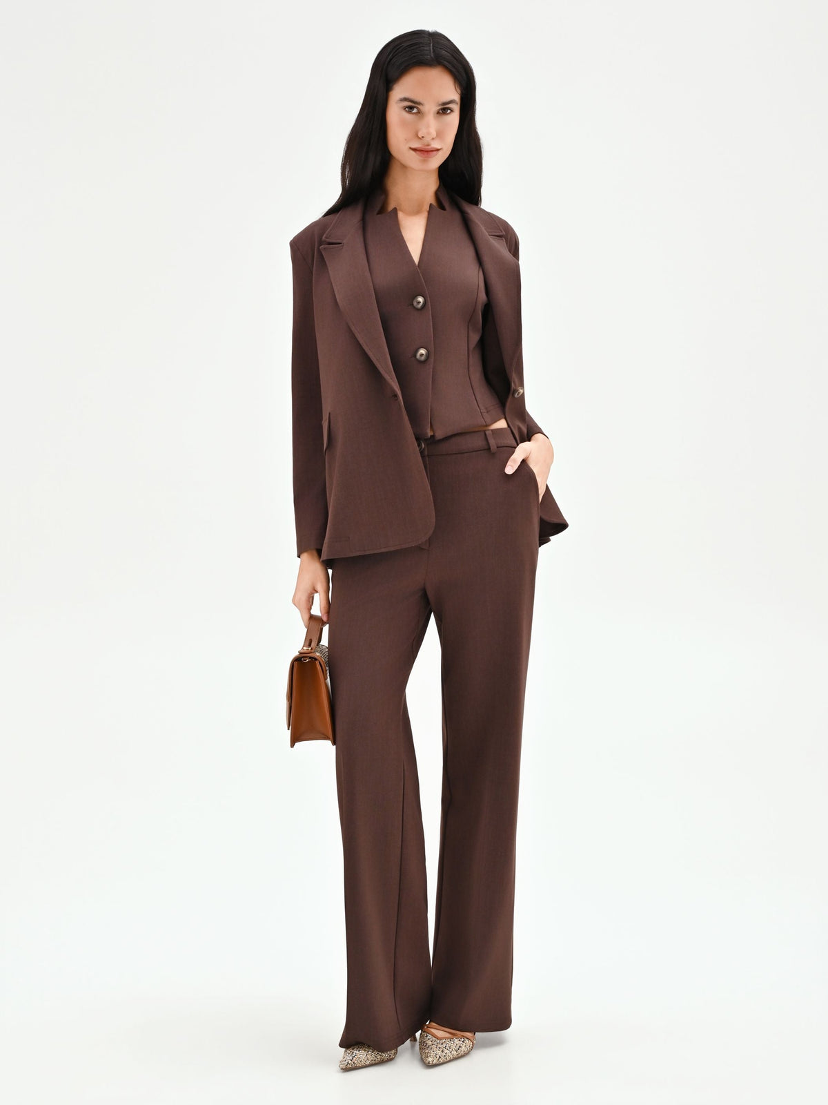 Pantalone cioccolato a gamba dritta