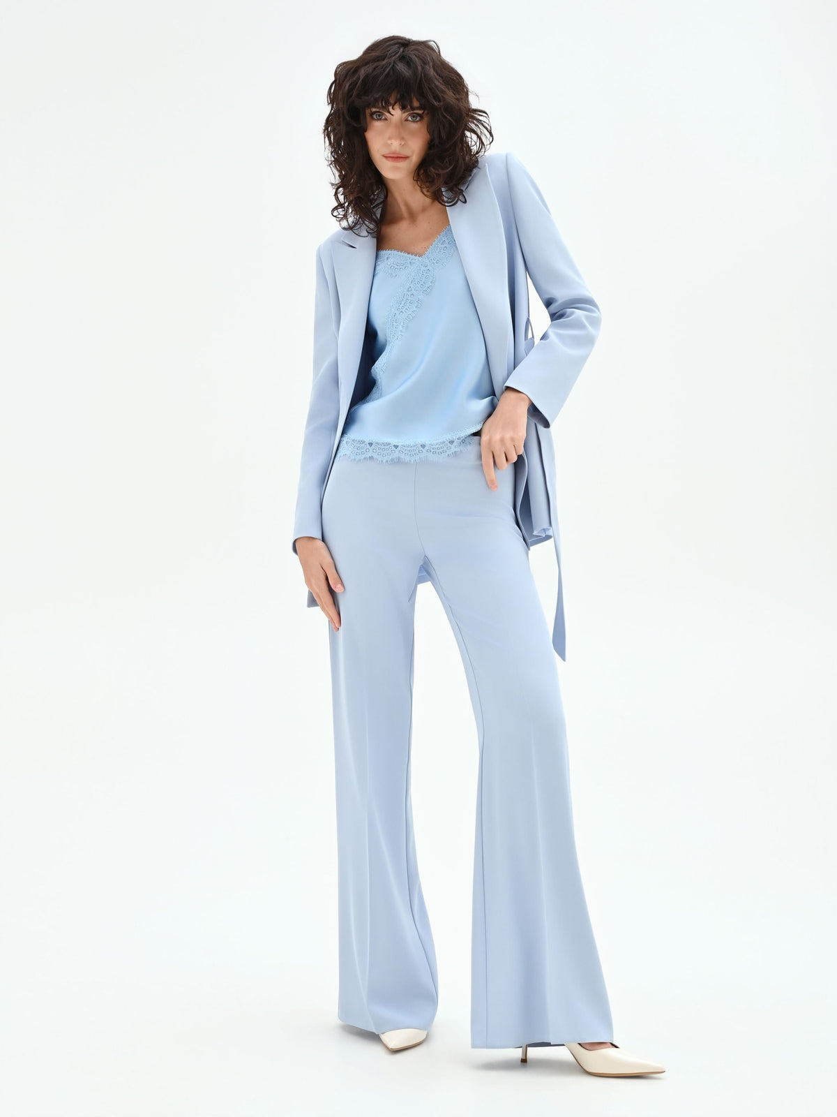 Pantalone palazzo cielo azzurro a vita alta