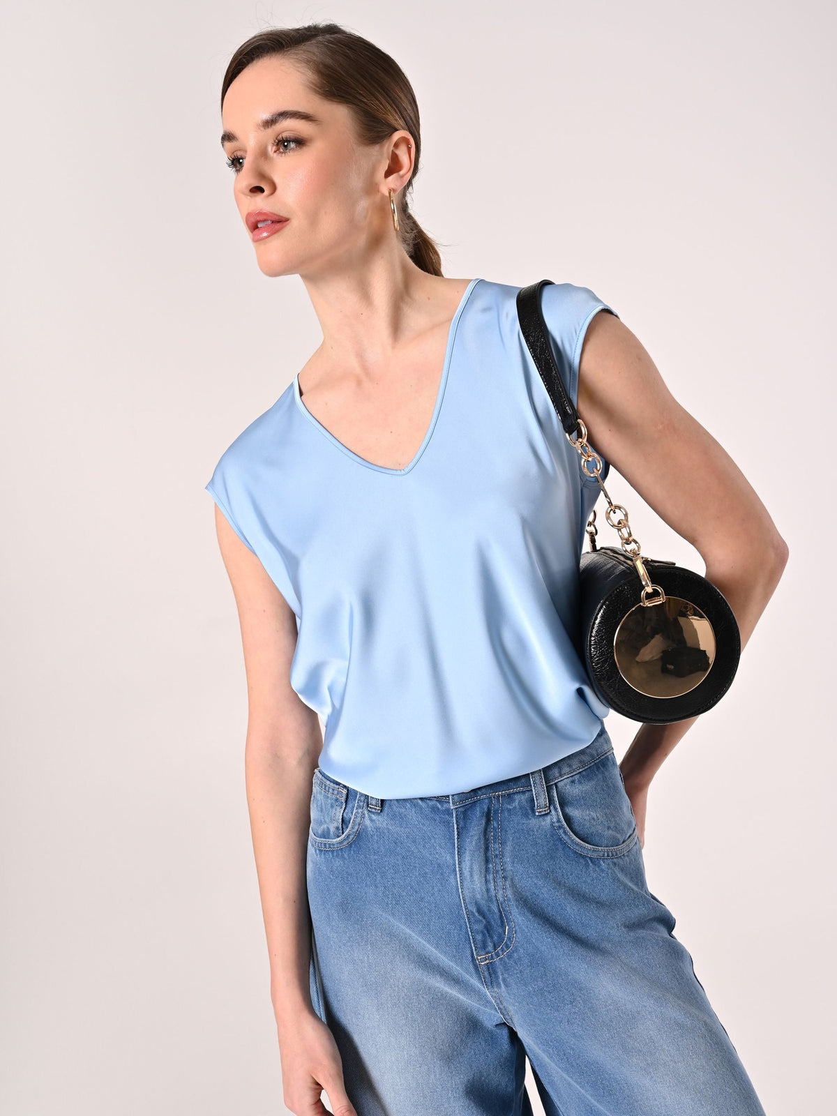 Blusa in Raso Celeste