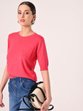 Maglioncino a Maniche Corte Fuxia