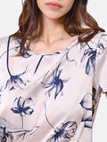 Blusa con stampa floreale blu navy