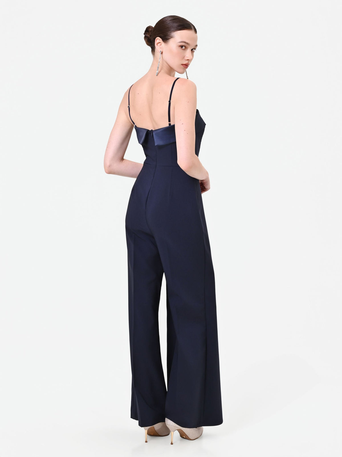 Tuta lunga blu navy con corpetto bustier