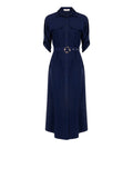 Chemisier Blu Navy in Misto Viscosa effetto Crinkle
