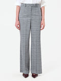 Pantalone grigio a gamba ampia con fantasia check