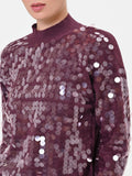 Maglia in viscosa bordeaux con paillettes