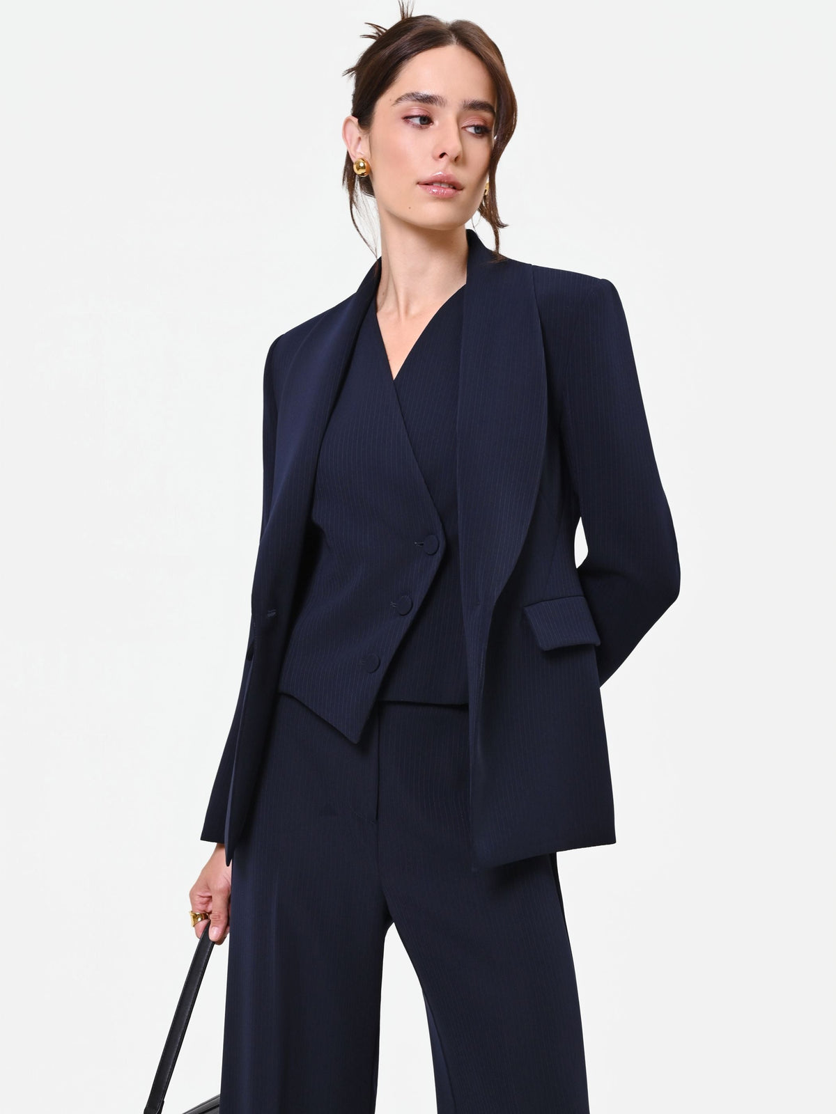 Giacca Studio monopetto gessata blu navy