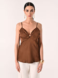 Top in Raso Marrone
