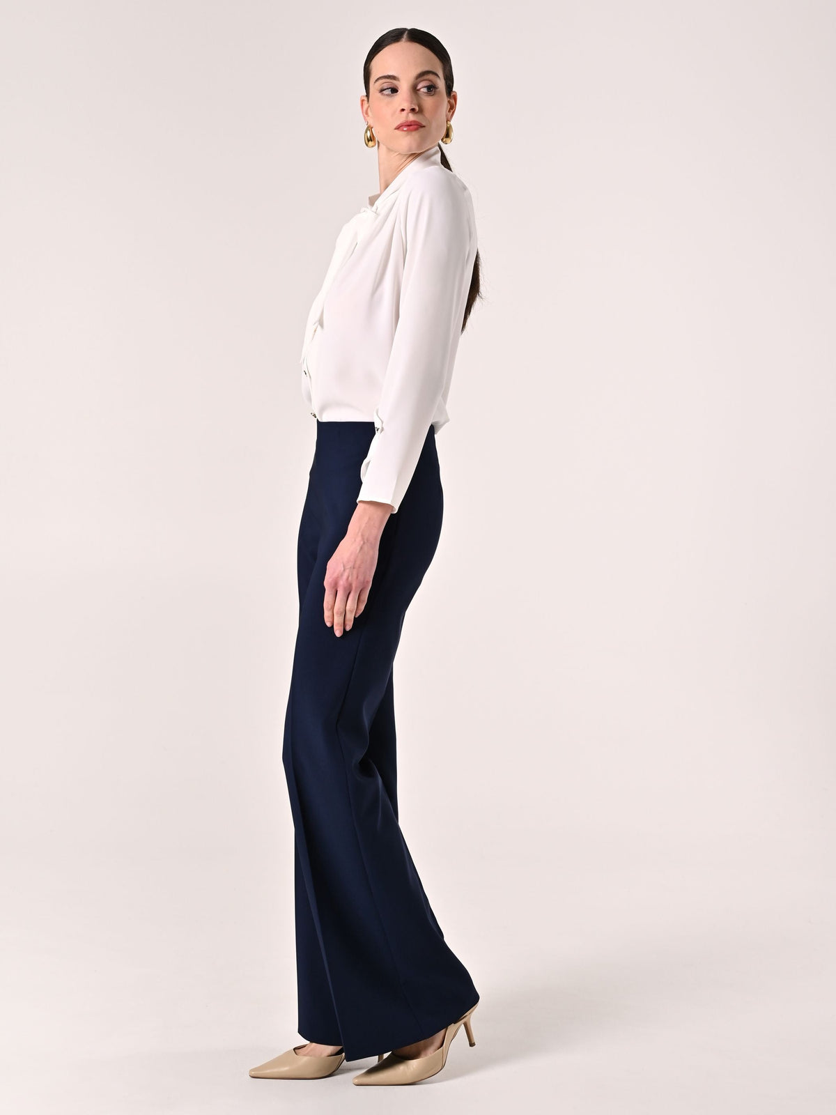 Pantaloni Palazzo in Tessuto Tecnico Blu