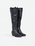 Stivale nero stile texano con gambale alto