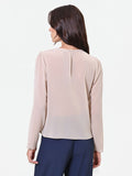 Blusa tortora beige con rouche asimmetrica