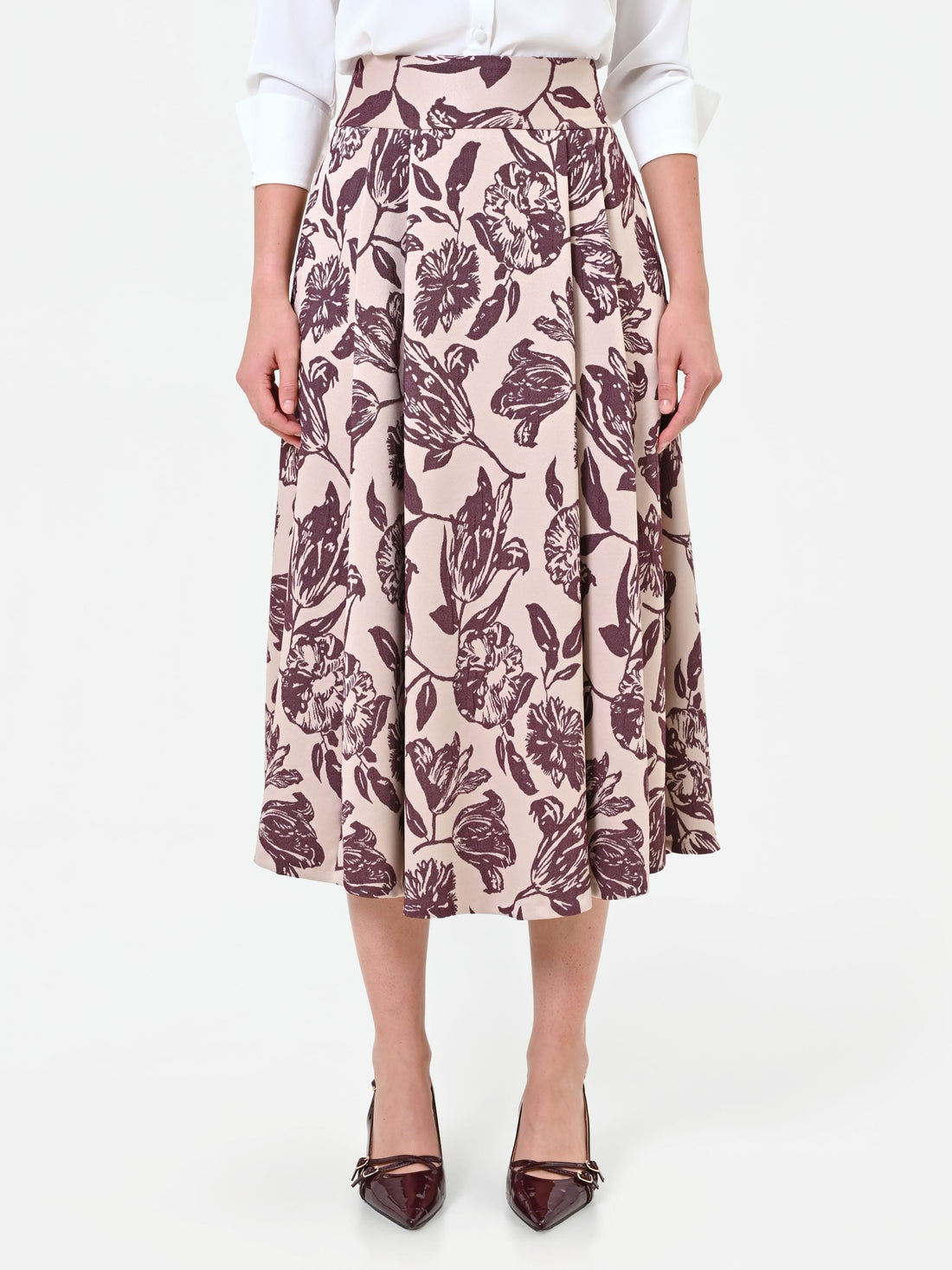 Gonna jacquard fantasia rosso bordeaux