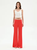 Pantalone a palazzo rosso fragola in raso