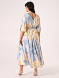 Abito Lungo Curvy stampa Fiori Astratti