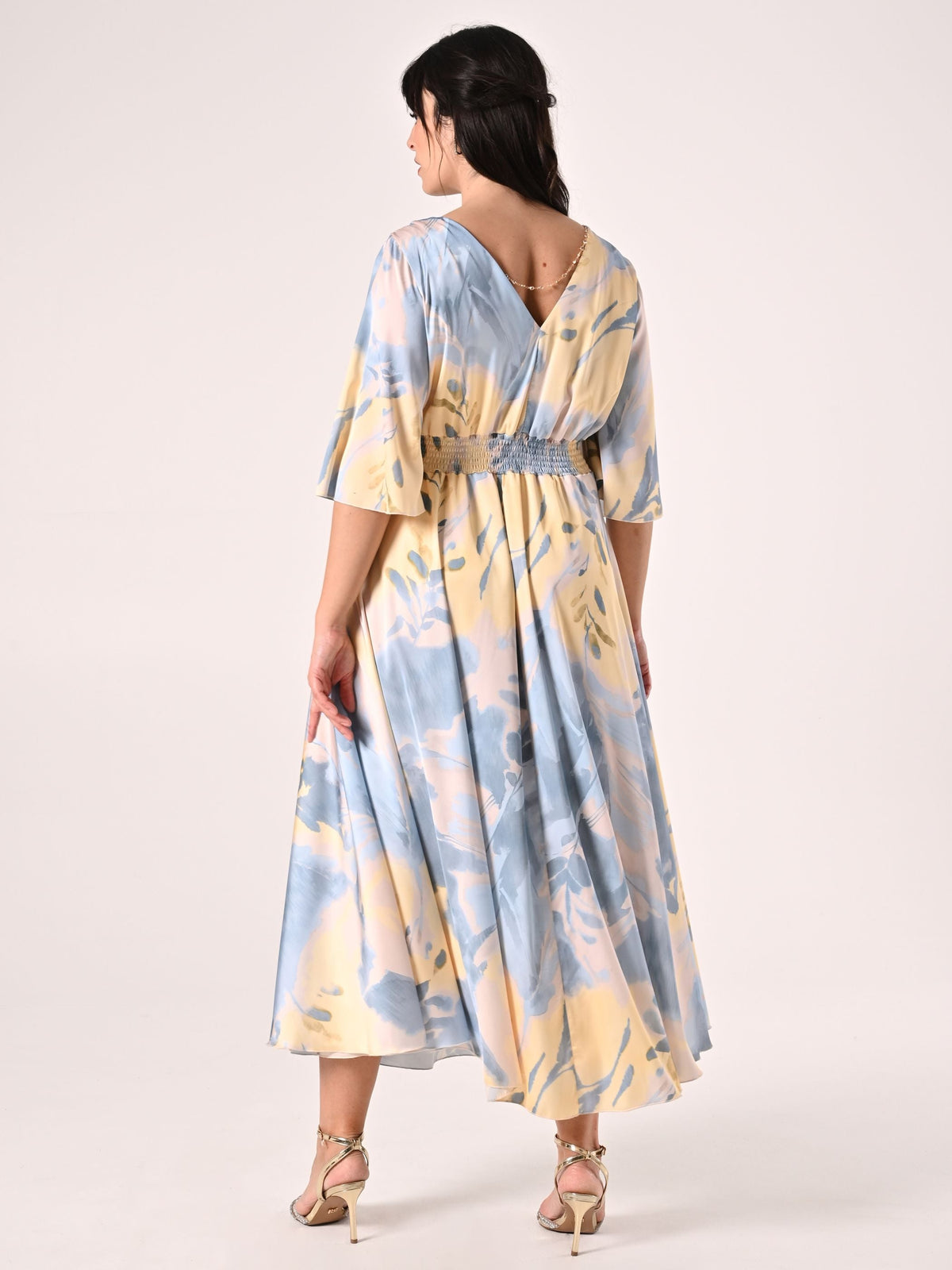 Abito Lungo Curvy stampa Fiori Astratti
