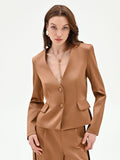 Blazer marrone bronzo in raso liscio