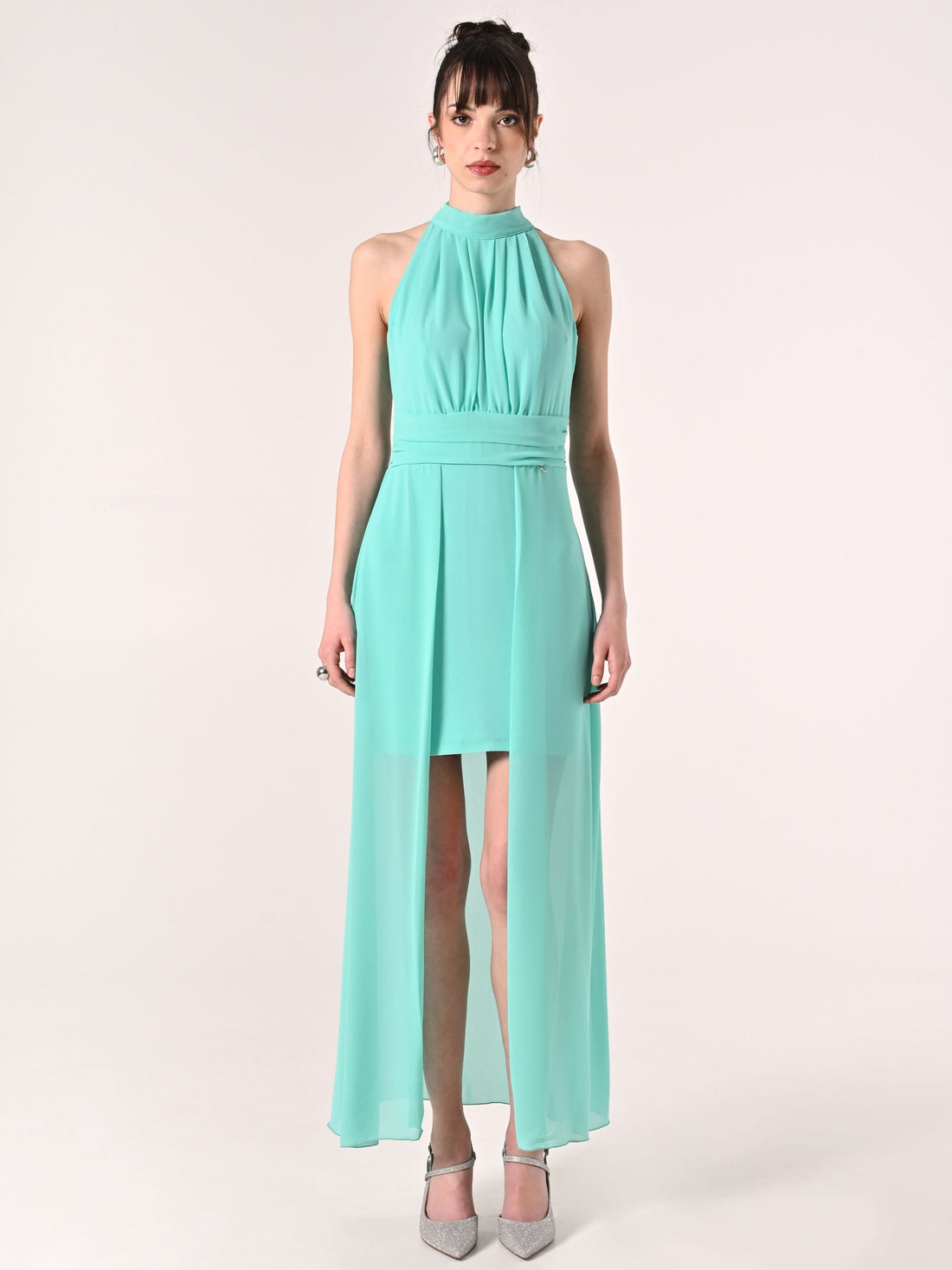Abito High-Low Verde Acqua