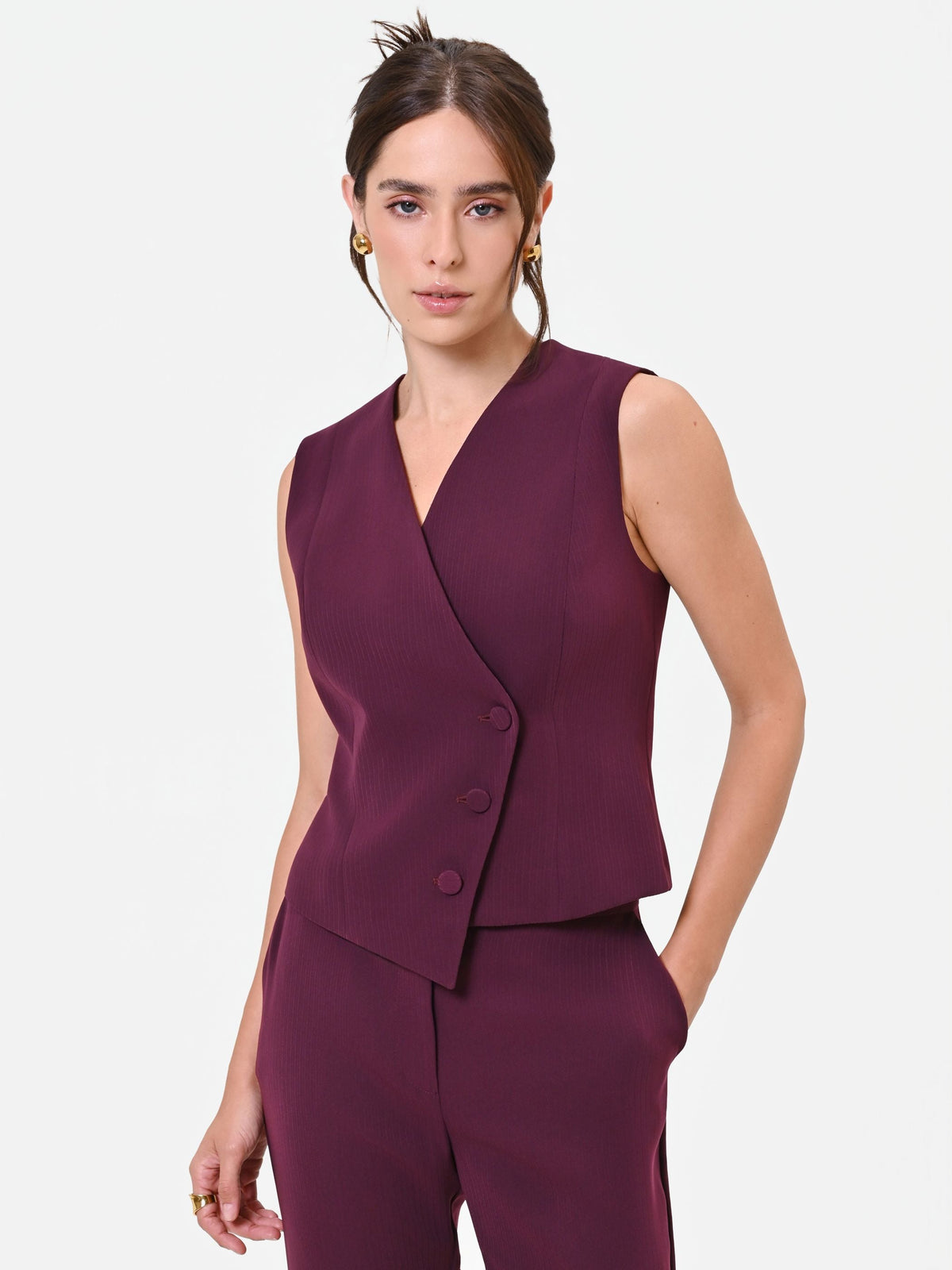 Gilet Studio Gessato bordeaux in crepe