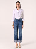 Jeans con Risvolto Logo Strass